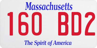 MA license plate 160BD2