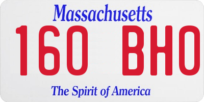 MA license plate 160BH0