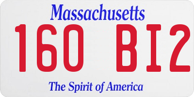 MA license plate 160BI2