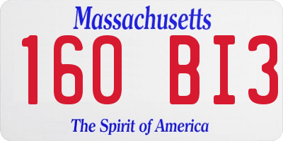 MA license plate 160BI3