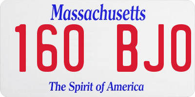 MA license plate 160BJ0