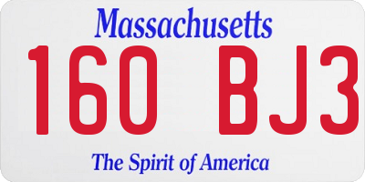 MA license plate 160BJ3