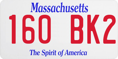 MA license plate 160BK2