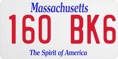 MA license plate 160BK6