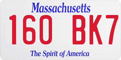 MA license plate 160BK7