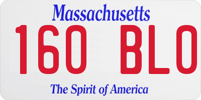 MA license plate 160BL0