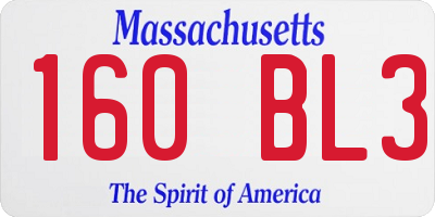 MA license plate 160BL3