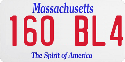 MA license plate 160BL4