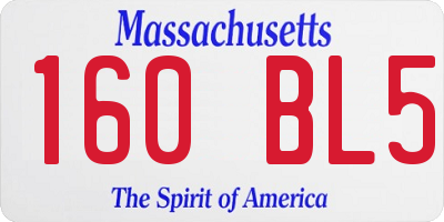 MA license plate 160BL5