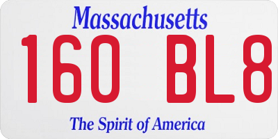 MA license plate 160BL8