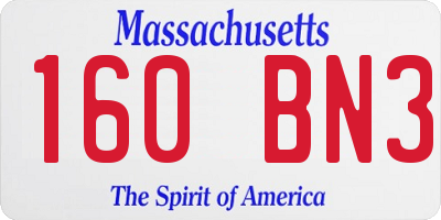 MA license plate 160BN3