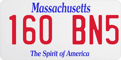 MA license plate 160BN5