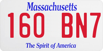 MA license plate 160BN7
