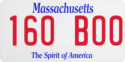MA license plate 160BO0