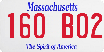 MA license plate 160BO2