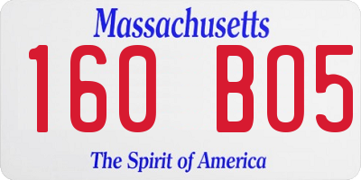 MA license plate 160BO5