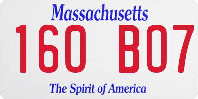 MA license plate 160BO7
