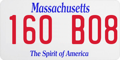 MA license plate 160BO8