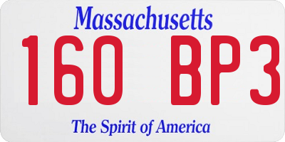 MA license plate 160BP3