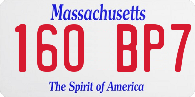 MA license plate 160BP7