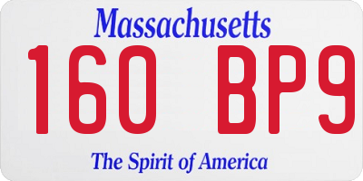 MA license plate 160BP9