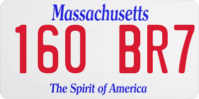MA license plate 160BR7