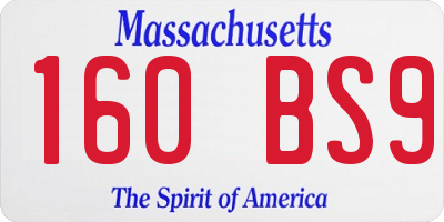 MA license plate 160BS9