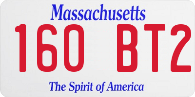 MA license plate 160BT2