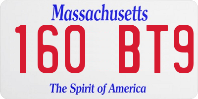 MA license plate 160BT9
