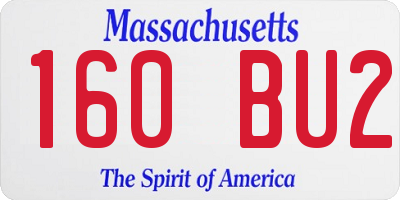 MA license plate 160BU2