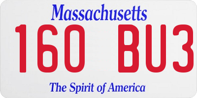 MA license plate 160BU3