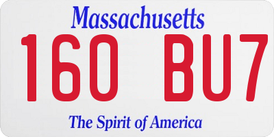 MA license plate 160BU7