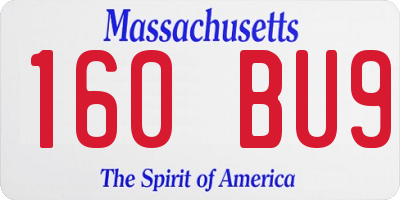 MA license plate 160BU9