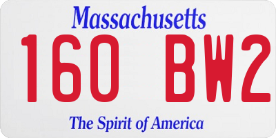 MA license plate 160BW2