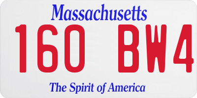 MA license plate 160BW4