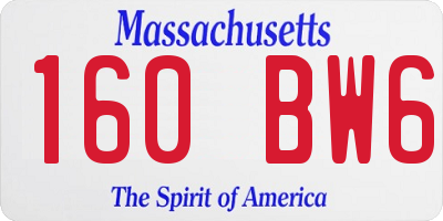 MA license plate 160BW6