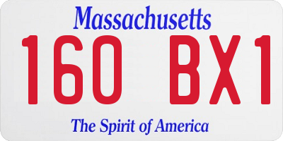 MA license plate 160BX1