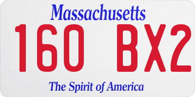 MA license plate 160BX2
