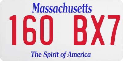 MA license plate 160BX7