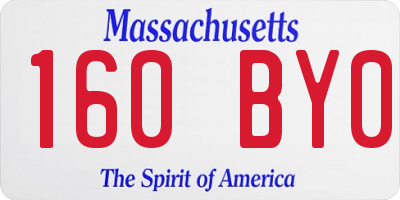 MA license plate 160BY0
