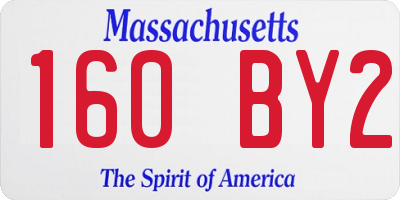 MA license plate 160BY2