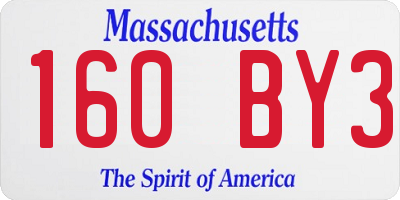 MA license plate 160BY3