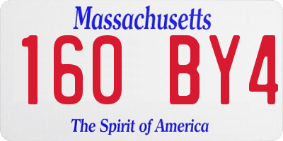 MA license plate 160BY4