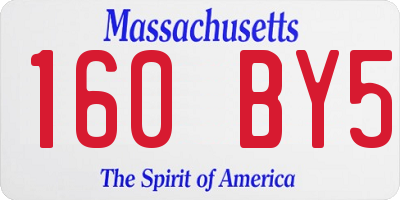 MA license plate 160BY5
