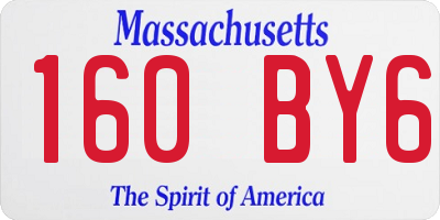 MA license plate 160BY6