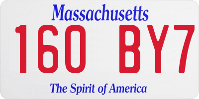 MA license plate 160BY7