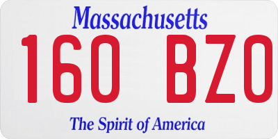 MA license plate 160BZ0