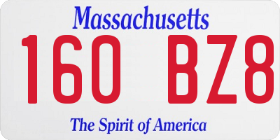 MA license plate 160BZ8