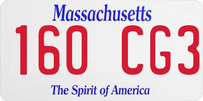 MA license plate 160CG3