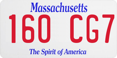 MA license plate 160CG7